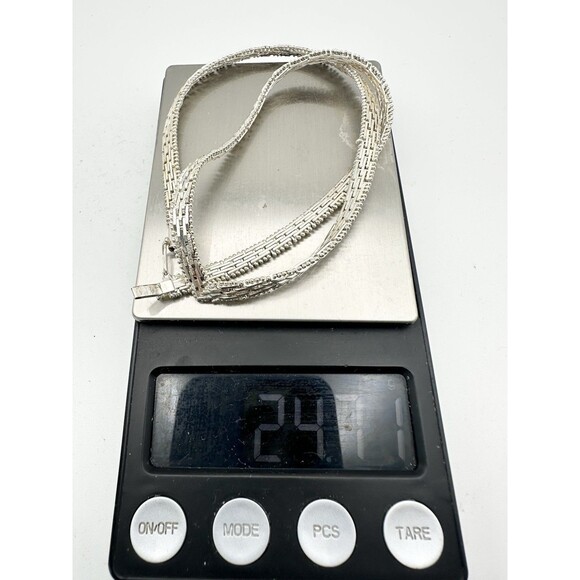 925 Italy Sterling Silver Chevron V Shape Necklace 16.5” - Picture 8 of 8